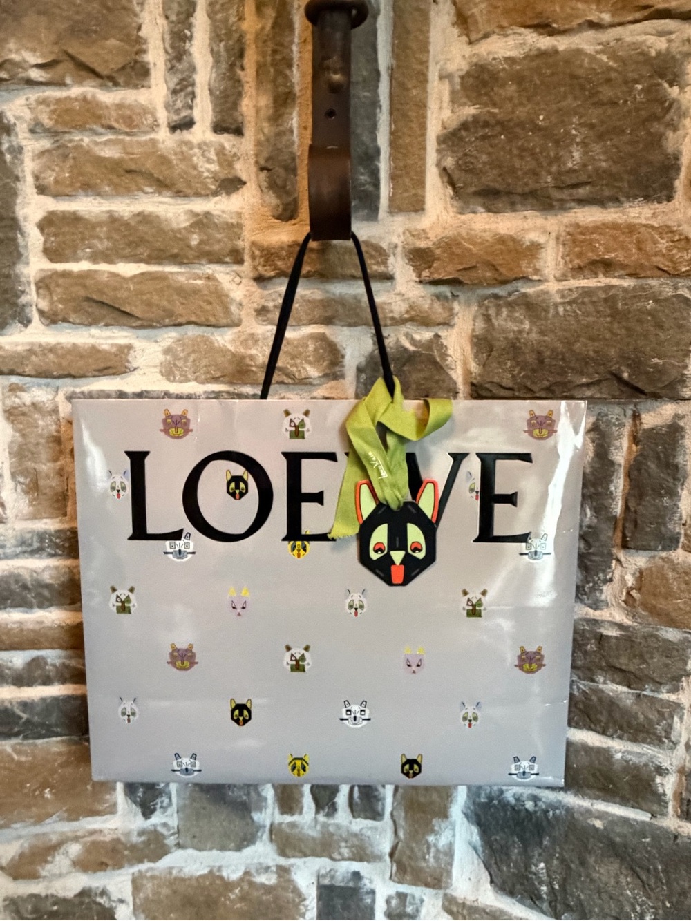 Loewe Light Gray Shopper with Multicolor Future Cat Character Motifs